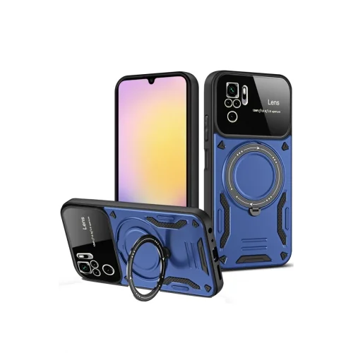 Mey İthalat®   Redmi Note 10S Kılıf Joy Lens Standlı Kapak - Lacivert
