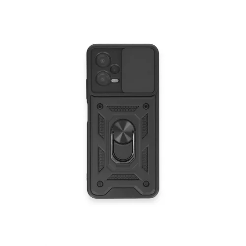 Mey İthalat® Redmi Note 12 4G Kılıf Pars Lens Yüzüklü Silikon - Siyah