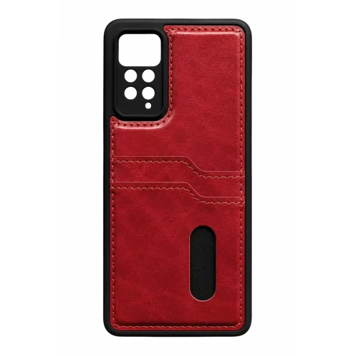 Mey İthalat® Redmi Note 12 Pro 4G Kılıf Sara Kartvizitli Deri Kılıf - Kırmızı