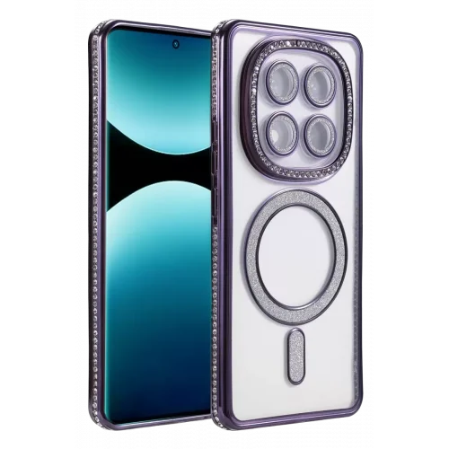 Mey İthalat®   Redmi Note 15 4G Joke Simli Magneticsafe Kılıf - Derin Mor