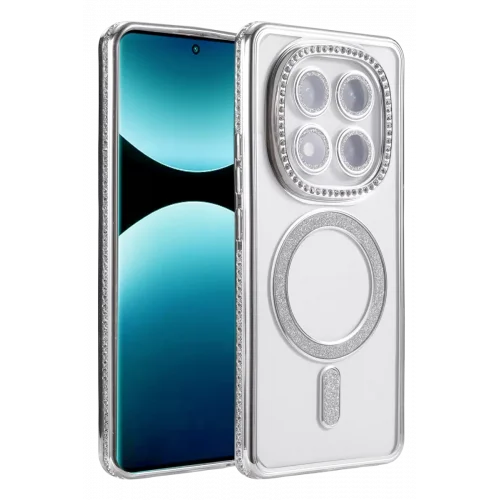 Mey İthalat®   Redmi Note 15 4G Joke Simli Magneticsafe Kılıf - Gümüş
