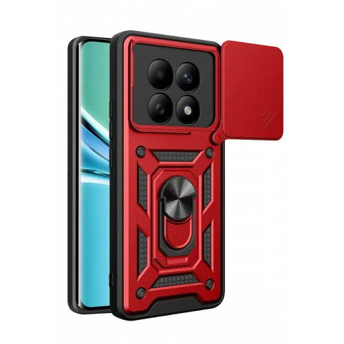 Mey İthalat®   Redmi Note 15 4G Pars Lens Yüzüklü Silikon - Kırmızı