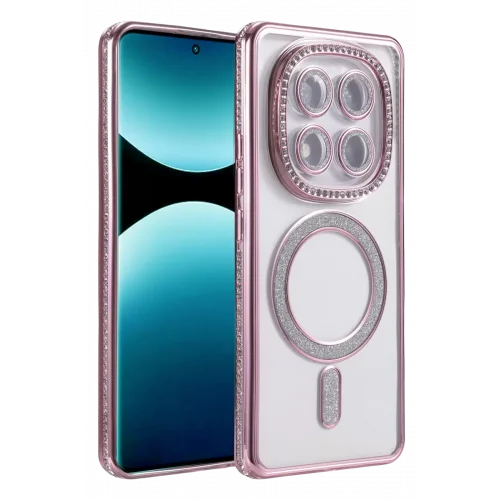 Mey İthalat®   Redmi Note 15 Pro 5G Joke Simli Magneticsafe Kılıf - Pembe
