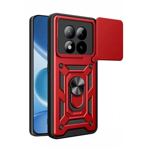 Mey İthalat®   Redmi Note 15 Pro Plus 5G Pars Lens Yüzüklü Silikon - Kırmızı