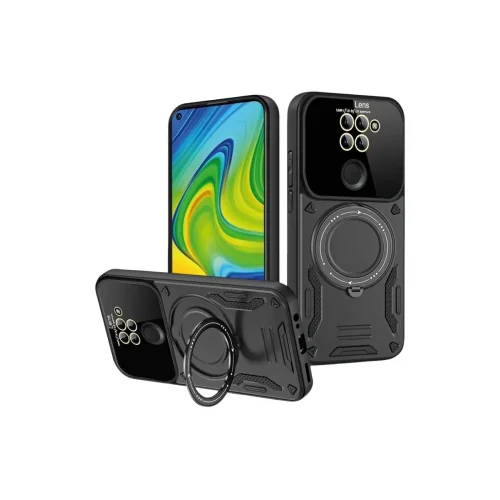 Mey İthalat®   Redmi Note 9 Joy Lens Standlı Kapak - Siyah
