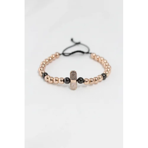 Mey İthalat® Rose Renk Çelik Zirkon Objeli Asansörlü Bileklik