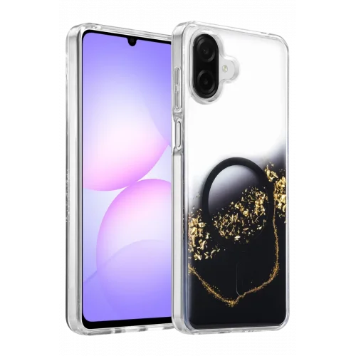 Mey İthalat®  Samsung Galaxy A07 4G Lotus Simli Magsafe Kapak - Siyah