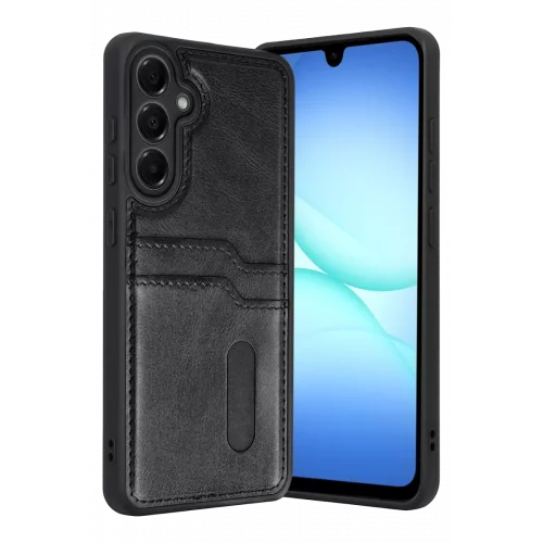 Mey İthalat® Samsung Galaxy A37 5G Sara Kartvizitli Deri Kılıf - Siyah