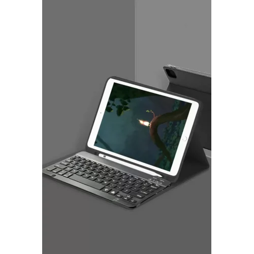 Mey İthalat®  Samsung Galaxy Tab A9 Plus Kılıf KC01 Smart Klavyeli Tablet Kılıfı - Siyah
