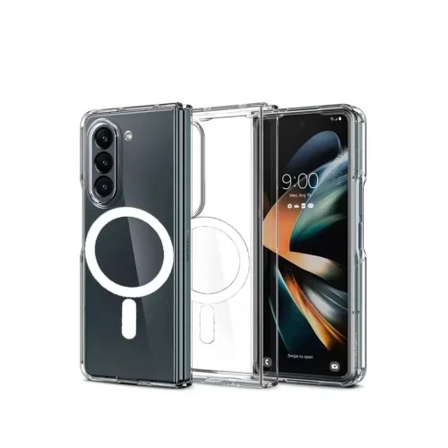 Mey İthalat®  Samsung Galaxy Z Fold 5 Kılıf Magneticsafe Şeffaf Silikon - Şeffaf