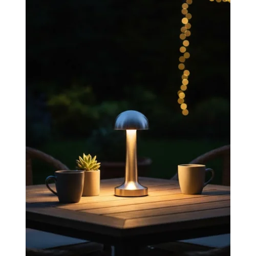 Mey İthalat® Şarjlı Kablosuz Mantar Masa Lambası Dokunmatik 3 Renk LED Modern Tasarım