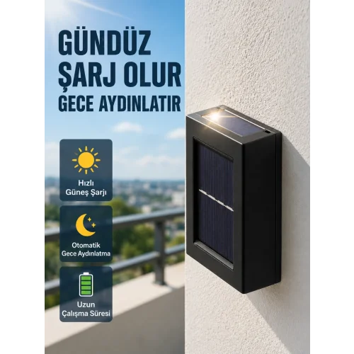 Mey İthalat® Şeffaf Abajurlu Duvar Tipi Solar IşıkYeni Nesil