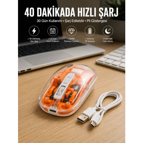 Mey İthalat® Sessiz Kablosuz USB Girişli Mouse Fare Yüksek Performanslı Yeni Nesil