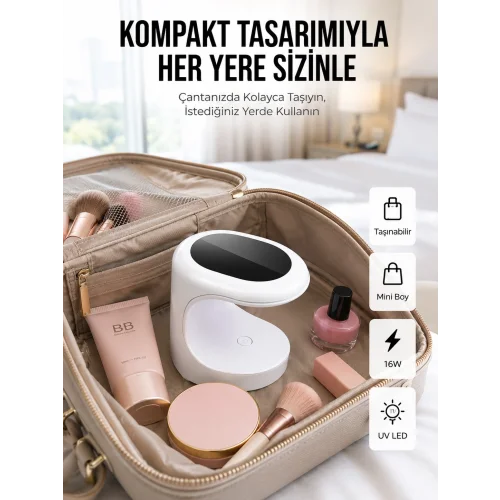 Mey İthalat® Seyehat Tipi Mini Oje Kurutucu Ultraviole Mor Işık Protez Tırnak Kurutucu