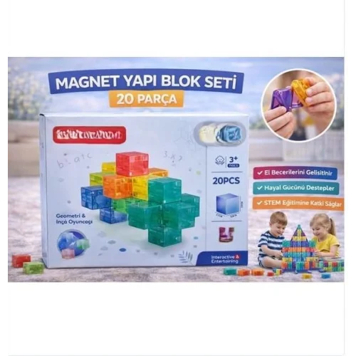 Mey İthalat® SH59837 MAGNET KÜP YAPI BLOK SETİ 20 PARÇA