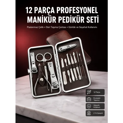 Mey İthalat® Şık ve Dayanıklı Çok Amaçlı Kişisel 12 Bakım Seti Yeni Nesil