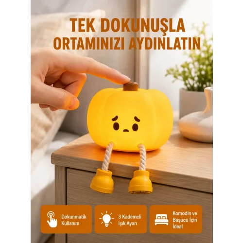 Mey İthalat® Silikon Pumpkin Night Light Telefon Tutuculu LED Lamba Yeni Nesil