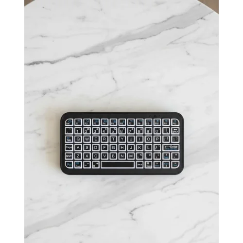 Mey İthalat® Siyah Kablosuz Mini RGB Işıklı Klavye Bluetooth 5.2 İnce Tasarım