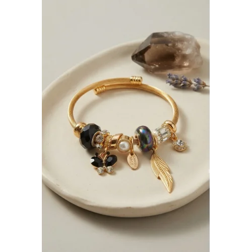 Mey İthalat® Siyah Kelebek Model Charmlı Bileklik