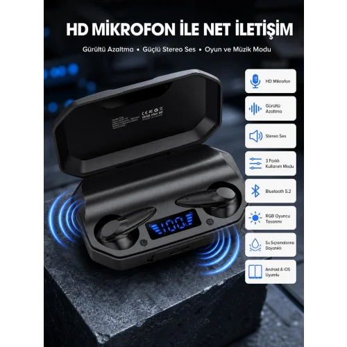Mey İthalat® Siyah Profesyonel Kulaklık HD Mikrofonlu Çağrı Cevaplayabilen