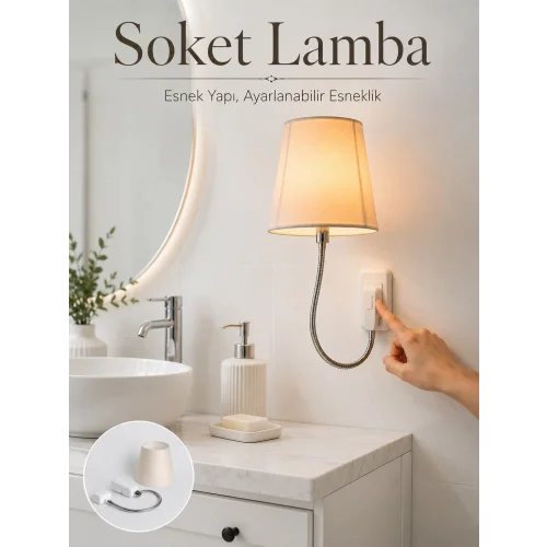 Mey İthalat® Soket Tipi Ayarlanabilir Başlıklı Dekoratif Gece Lambası