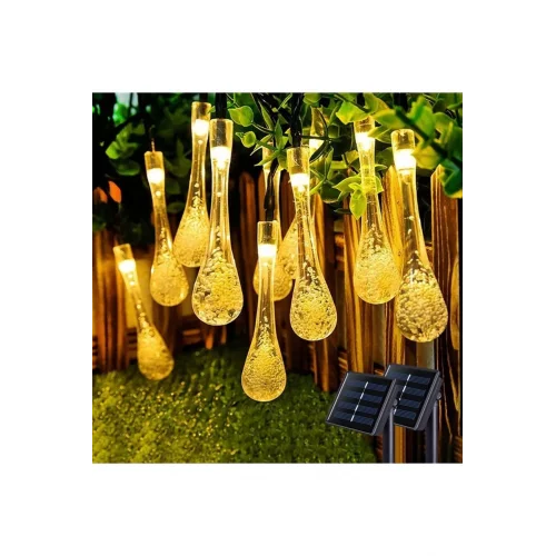 Mey İthalat® Solar 5 Metre 20 LED Günışığı Damlacık Işıkları, Güneş Enerjili LED Işıklar Dış Mekan
