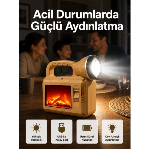 Mey İthalat® Solar Alev Lambası – Kamp, Bahçe ve Dış Mekan İçin