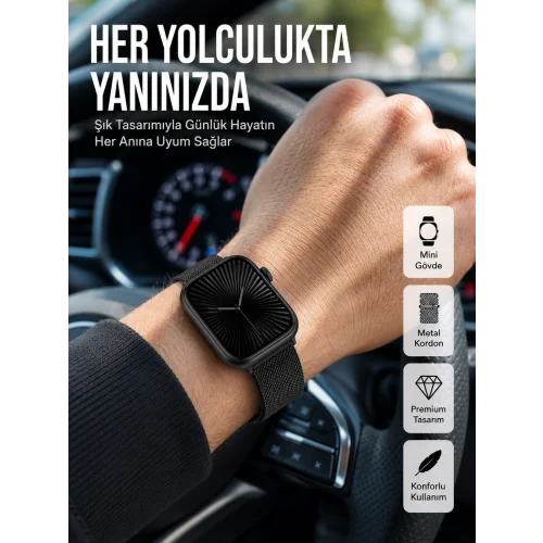 Mey İthalat® SQ-16 Mini Series 10 Akıllı Saat – 3 Kordon + Hediye Bileklik