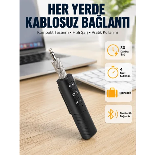 Mey İthalat® Taşınabilir Bluetooth 4.1 Ses Adaptörü – 10 Metre Çekim Mesafesi