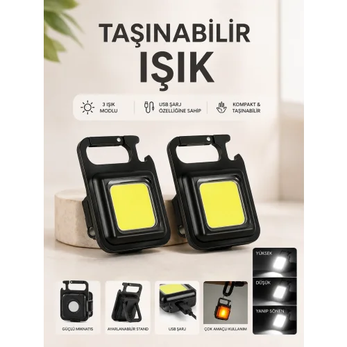 Mey İthalat® TAŞINABİLİR IŞIK 3 IŞIK MODLU USB ŞARJ ÖZEELİĞİNE SAHİP