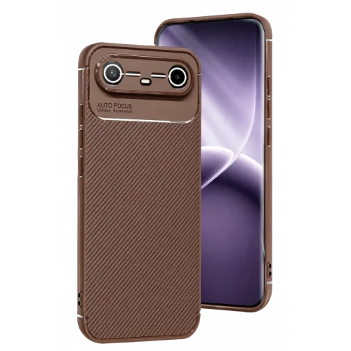 Mey İthalat® Tecno Spark Slim 5G Auto Focus Karbon Kapak - Kahverengi