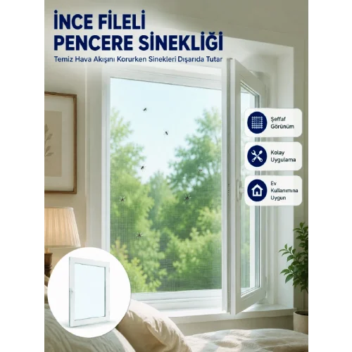 Mey İthalat® Tek Kanatlı Cırt Bantlı Pencere Sinekliği