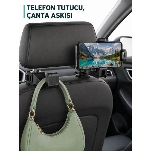 Mey İthalat® Telefon Tutucu Özellikli Araç İçi Çanta Askısı