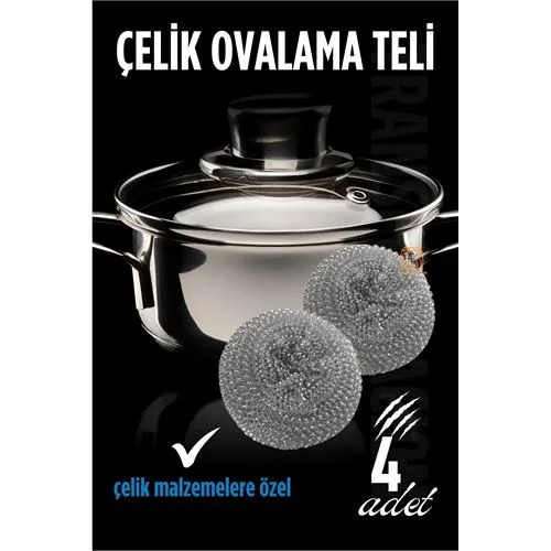 Mey İthalat® Transformacion Çelik Bulaşık Ovalama Teli 4 Adet 715602