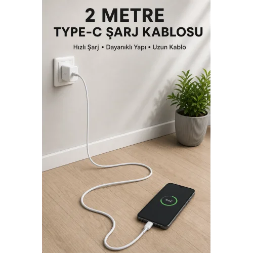 Mey İthalat® USB-A to Type-C 2 Metre Hızlı Şarj Kablosu
