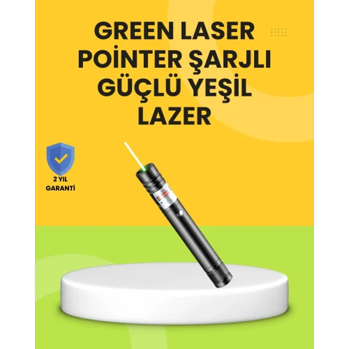 Mey İthalat® Uzun Mesafe Görünürlüklü Yeşil Lazer Pointer Şarjlı