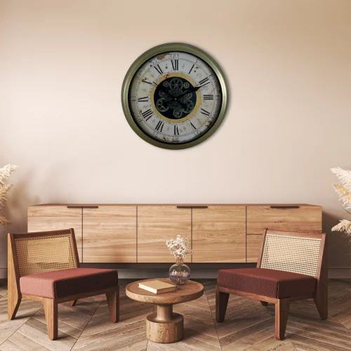 Mey İthalat® Vintage Aurea 60 Cm Çarklı Duvar Saati