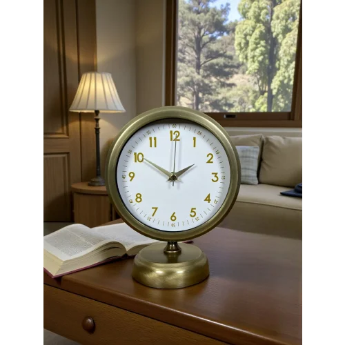 Mey İthalat® Vintage Luxury 25 x 20 Cm Eskitme Metal Masa Saati