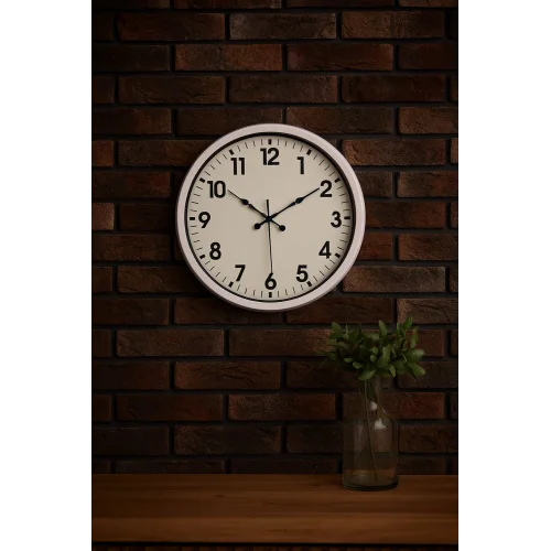 Mey İthalat® White Classic Modern 52 Cm Metal Duvar Saati