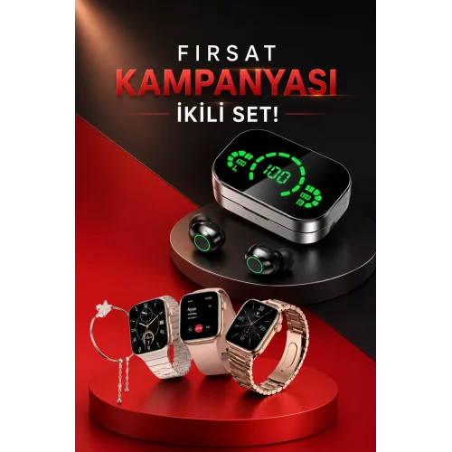 Mey İthalat® Yeni Nesil Kaliteli Akıllı Saat ve Kablosuz Bluetooth Kulaklık Yüksek Ses Kaliteli