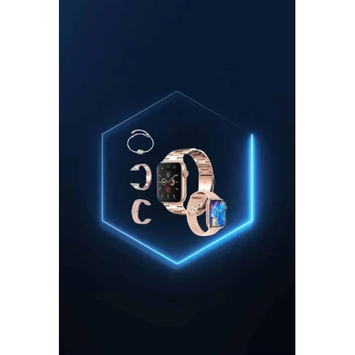 Mey İthalat® Yeni Nesil Pembe Dokunmatik Ekran Akıllı Saat ve Oyuncu Kulaklığı Kablosuz Bluetooth Kulaklık