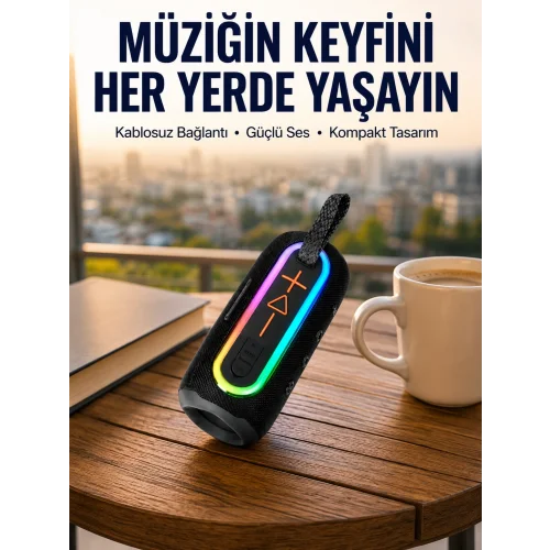 Mey İthalat® Yüksek Ses Kaliteli Kablosuz Hoparlör LED Işıklı Yeni Nesil