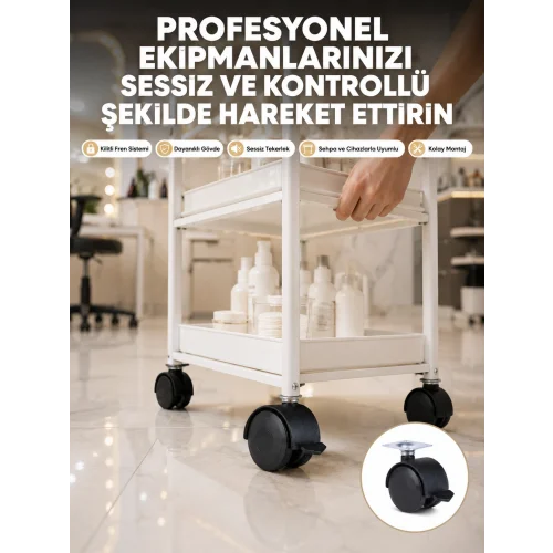 Mey İthalat® Zemin Korumalı Kilitli Ayak Tekerlek Seti 6 cm