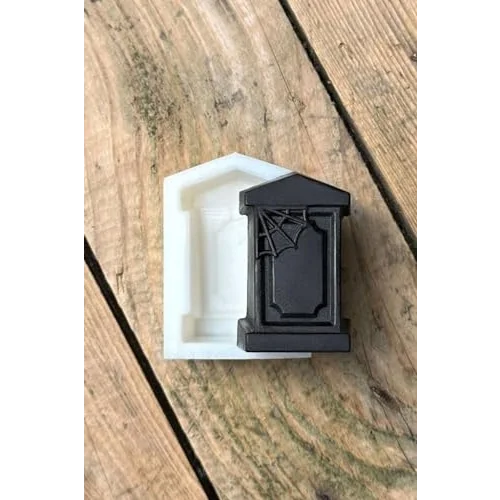 Mezar Taşı Örümcek Ağı Desenli Mum Kalıbı (Silikon) (1 Adet)