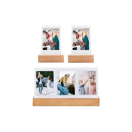 mini Ahşap Işıklı 5li Fotoğraf Çerçeve Seti