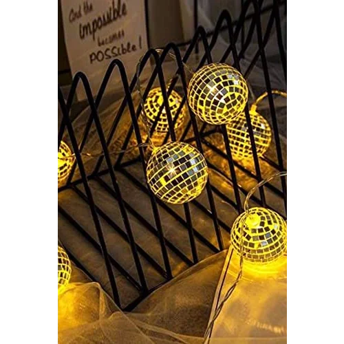 Mini Disko Topu Dekoratif Süsleme 10 Lu Led Zinciri Pilli Süs Led Şerit Disko Topu Led Işık 1430