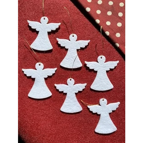 Mini Tasarım Atölyem Beyaz Melek Keçe Yılbaşı Ağacı Süs Seti Beyaz
