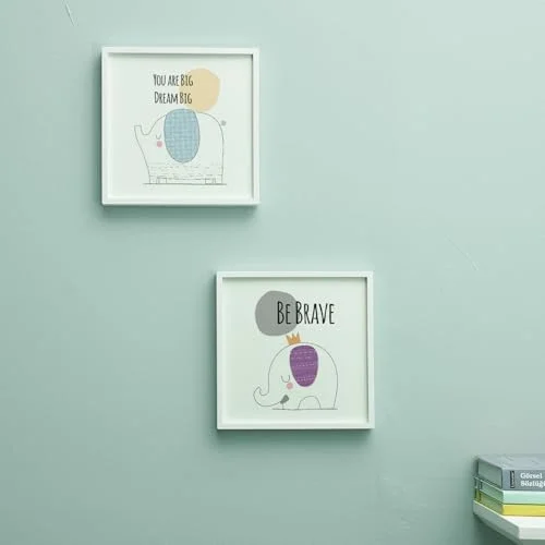 Minimal Fil Tasarımlı Bebek Odası Çerçeve – 20x20 cm | Modern, Sevimli Duvar Dekoru