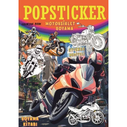 Motorsiklet  Boyama Kitabı Popsticker