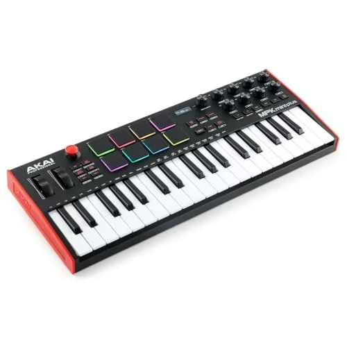 MPK Mini Plus USB MIDI Klavye Controller, 37 Mini Tuş, 8 MPC Pedi, Sıralayıcı, MIDI/CV/Gate G/Ç, Müzik Prodüksiyon Yazılımı Dahil